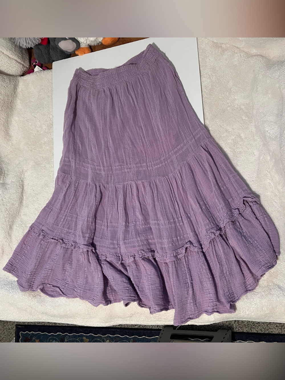 Urban Outfitters Ruffled A Line Skirt Lavender Purple Stretchy Cotton